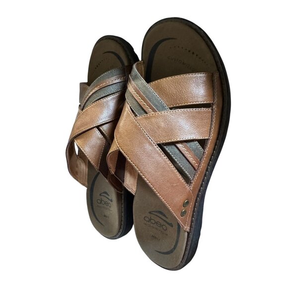 Abeo Bio-System Men\'s Brown Leather Slip-On Sz 11 Sandals With Arch Support main image 11